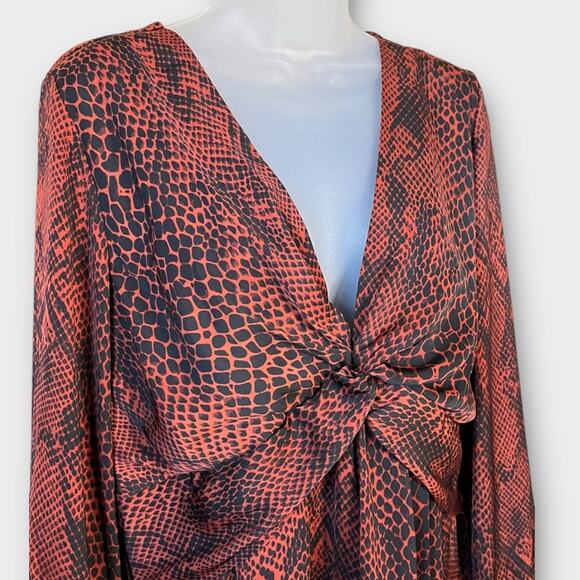 NWT AVA & AIDEN black & rust snake print dress size medium reptile animal print - Picture 4 of 7